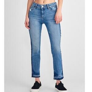 DL1961 Mara Ankle Everett Straight Leg Frayed Side Raw Hem Jeans Size 27